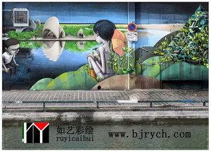 手绘涂鸦，墙体彩绘,3d立体画,雕塑上色,  北京彩绘  