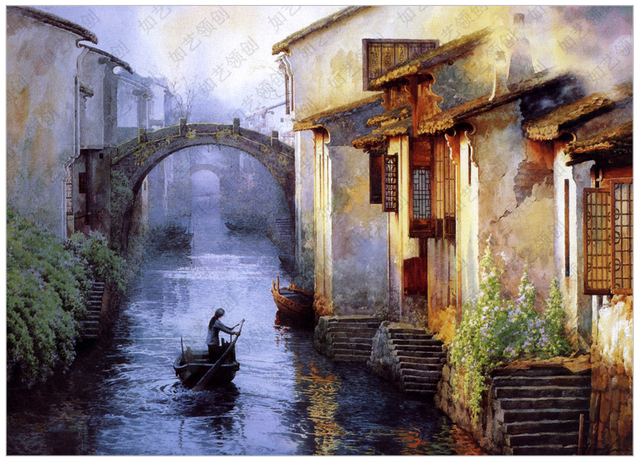 墙体彩绘油画风景